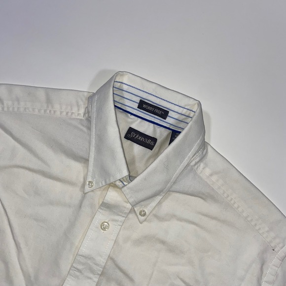 St. John's Bay Other - ST JOHNS BAY Mens Med Classic Fit Short Sleeve Button Down Shirt White Worry Fre